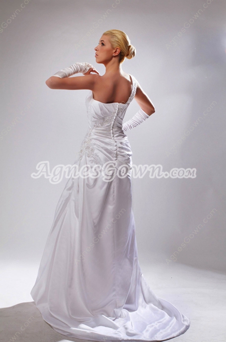 Discount One Straps A-line Satin Wedding Dress 