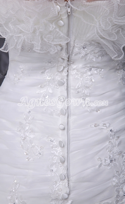 Dropped Waist Special Wedding Dress Button Back 