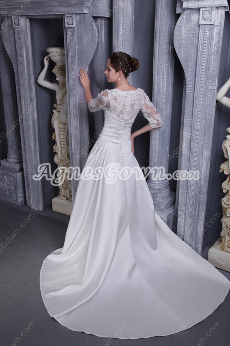 Half Sleeves A-line Winter Wedding Dress 