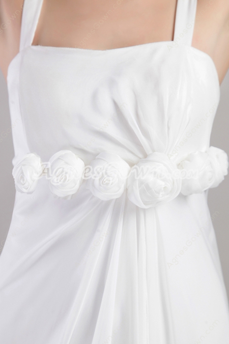 Simple Straps A-line Beach Wedding Dress With Handmade Flowers 