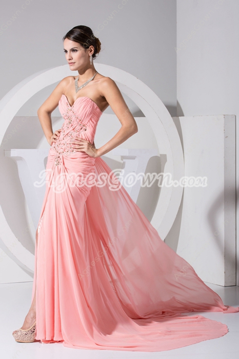 Breathtaking A-line Coral Chiffon 2016 Prom Dress 