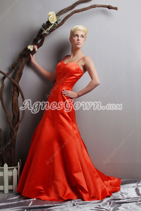 Attractive A-line Orange Satin Prom Party Dress 