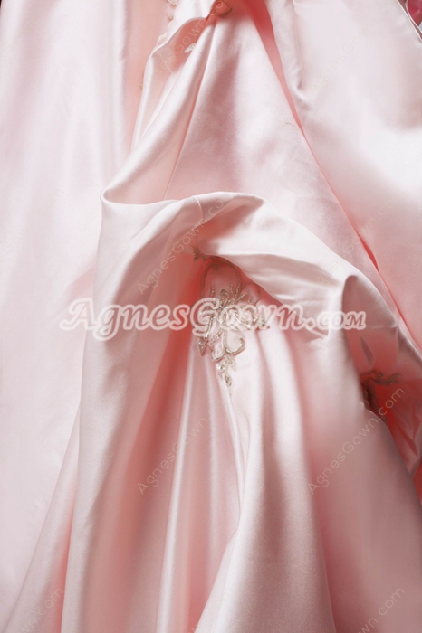 Pretty Dipped Neckline Pink Mature Wedding Dress With Embroidery  