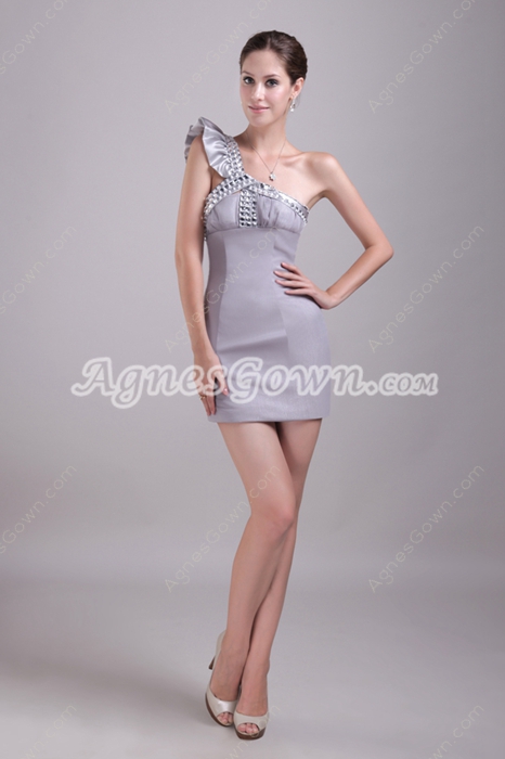 Sexy Silver Grey Cocktail Dress Mini Length 