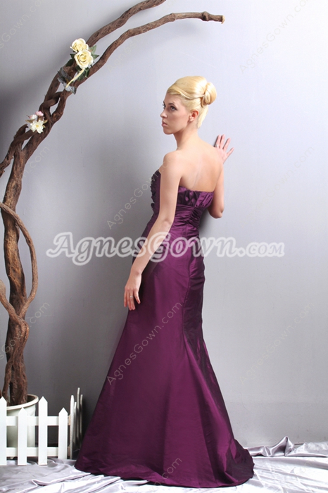 Graceful A-line Grape Taffeta Formal Evening Dress  