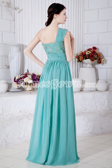 Breathtaking One Straps Jade Green Chiffon Engagement Evening Dress 