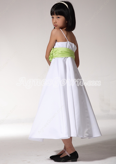 White And Lime Green Girls Pageant Dress 