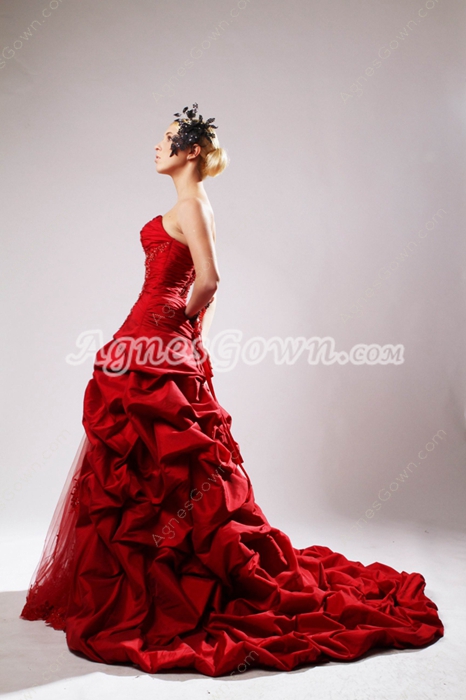Vintage Red Mature Wedding Dress 