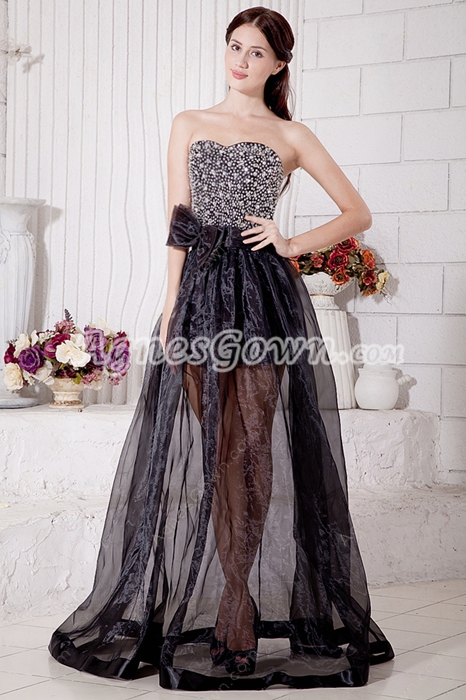 Luxury Beaded Black Prom Party Dress 