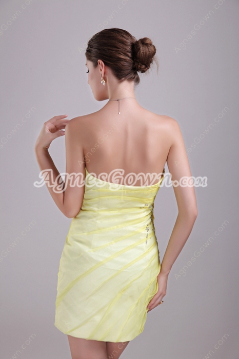 Lovely Mini Length Yellow Cocktail Dress With Crystals 