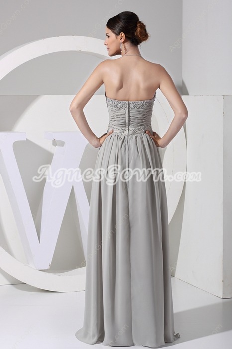 Delicate A-line Silver Gray Chiffon Pageant Dress 