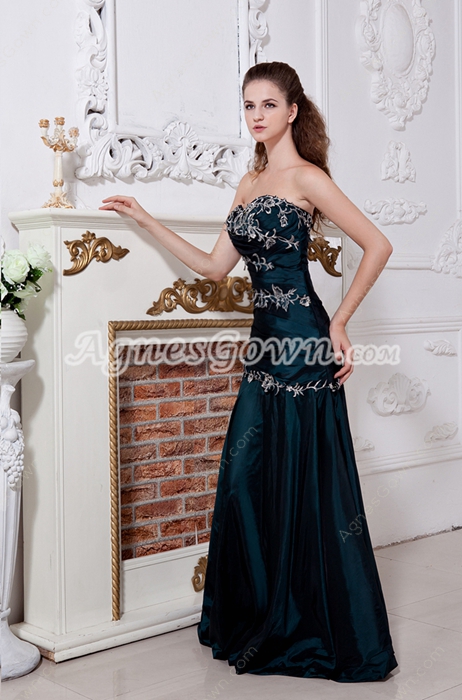 Elegance Sweetheart A-line Dark Green Prom Dress With Appliques 