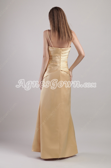 Noble Spaghetti Straps Champagne Bridesmaid Dress 