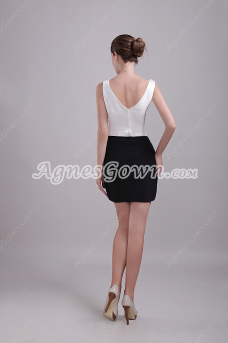 Mini Length White And Black Wedding Guest Dress 