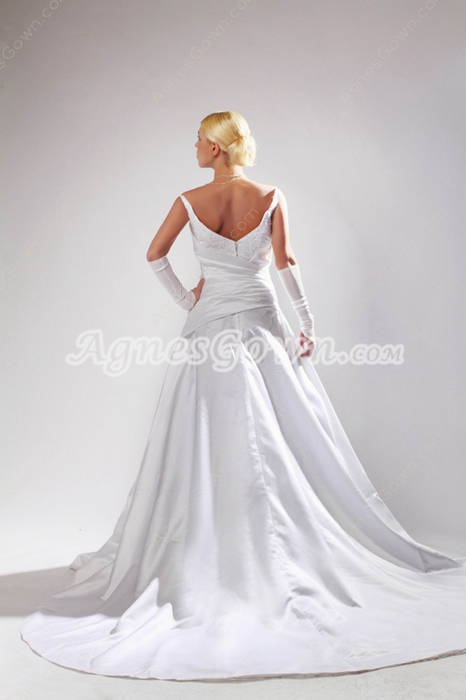Asymmetrical Waist A-line Satin Bridal Dress 