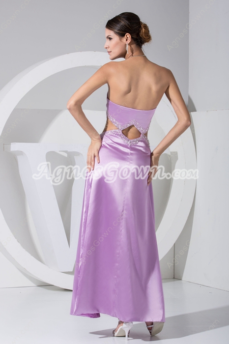 Ankle Length Column Lilac Prom Dress Cut Out 