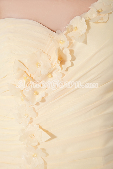 High Slit One Shoulder Daffodil Chiffon Formal Evening Dress 