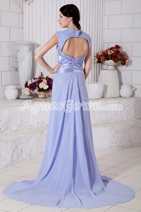 V-Neckline A-line Chiffon Lavender Celebrity Evening Dress 