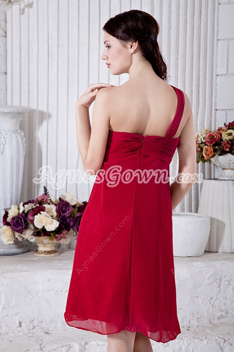 Knee Length One Straps Red Junior Prom Dress 