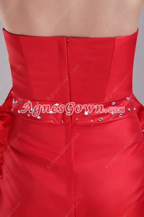 Chic Mini Length Red Damas Dress With Ruffles 