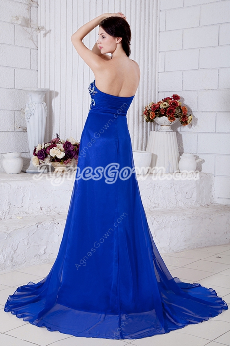 Graceful A-line Royal Blue Chiffon Formal Engagement Evening Dress 