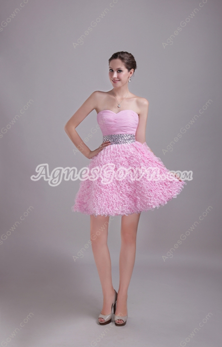 Adorable Mini Length Pink Sweet Sixteen Dress With Lace 
