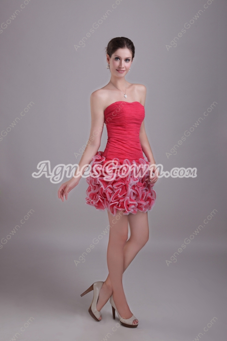 Lovely Puffy Mini Length Watermelon Sweet Sixteen Dress 