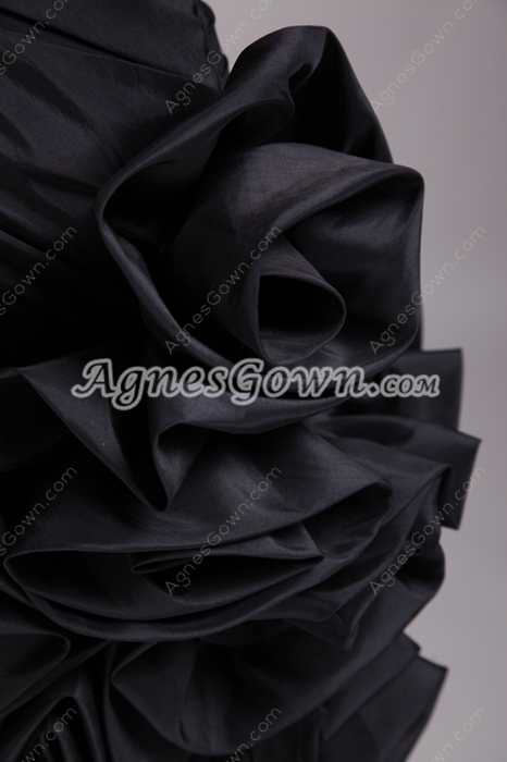 Mini Length Black Cocktail Dress With Handmade Flowers 