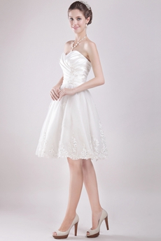Knee Length White Beach Wedding Dress Informal 