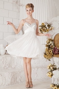 Mini Length White Chiffon Homecoming Dress 
