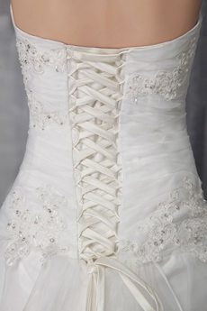 Dropped Waist White Organza Simple Wedding Dress    