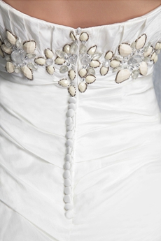 Dipped Neckline Taffeta Wedding Dress With Beads 