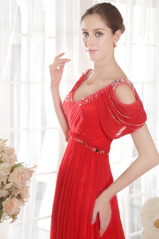 Charming Red Maxi Evening Dresses With V-Back 