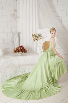Breathtaking Sage Colored Celebrity Evening Gown 
