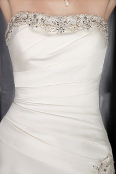 Affordable Satin Bridal Dress With Beads 