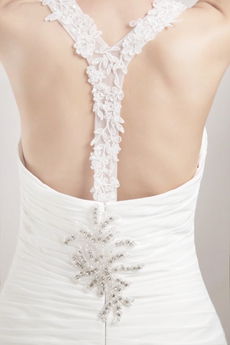 V-Neckline White Chiffon Summer Beach Wedding Dress 