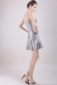 Modern Silver Short Prom Dress With Pleats 