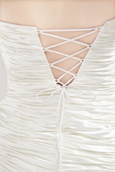 Lace Up Back Ivory Cocktail Dress With Pleated Bodice 