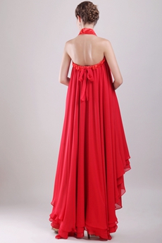 Strapless Empire Red Chiffon Maternity Prom Dress 