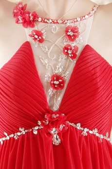 Sexy Spaghetti Straps Red Chiffon Maternity Prom Dresses
