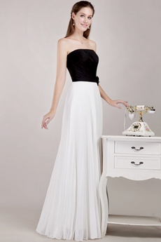 Cute Black & White Chiffon Homecoming Dress 