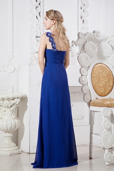 Colorful One Shoulder Royal Blue And Black Evening Maxi Dress 