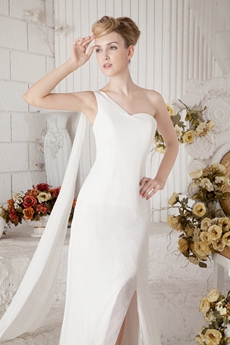 Delicate One Straps A-line White Chiffon Formal Evening Dress 