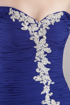 Dropped Waist Royal Blue Chiffon Celebrity Evening Dress  