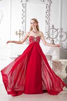 Grecian Empire Red Chiffon Maternity Evening Gown 
