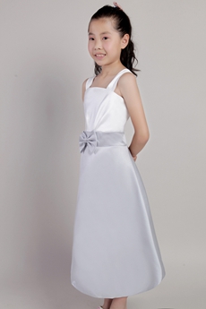 Siimple White & Silver Little Girls Dresses