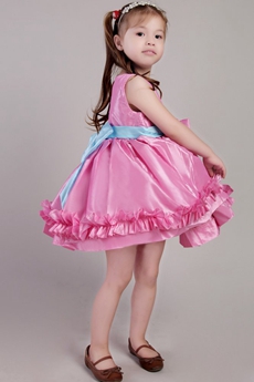 Mini Length Hot Pink Infant Flower Girl Dress