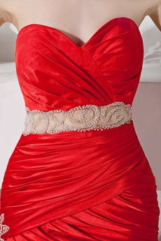 Charming Red Satin Mermaid/Fishtail Prom Party Dress