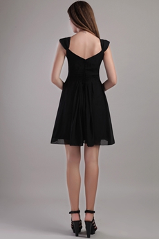Mini Length V-Neckline Black Cocktail Dress 