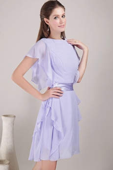 Short Sleeves Mini Length Lavender Homecoming Dress 